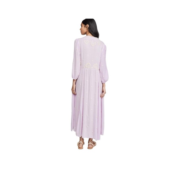 FREE PEOPLE Lilac Blossom Embroidered Fable BoHo Midi Dress XL peasant coquette - Picture 16 of 16